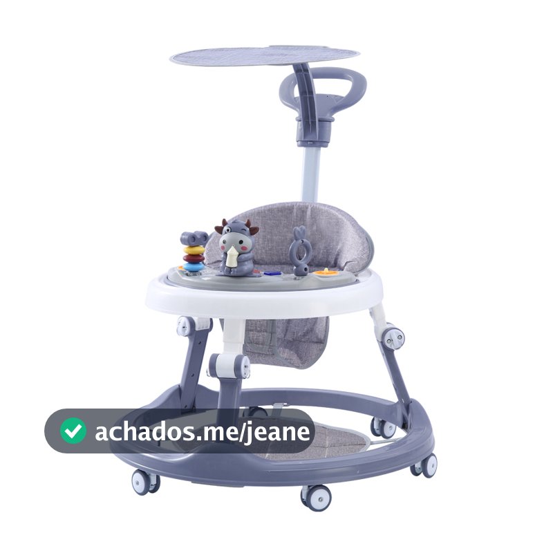 Andador Infantil Para Bebê Com Regulagem Sonoro Musical Menina Seguro Azul Cinza Meninos