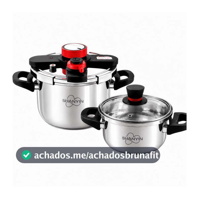 Panela de Pressão Inox 304 6L 7L 10L Aço Reforçado 3 Níveis de Pressão Cozimento 3x Mais Rápido