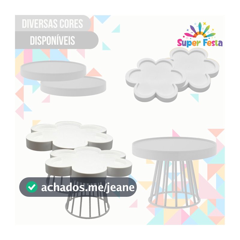 Kit Festa 1 Boleira Roma 23cm + 2 Porta Doces + 2 Bandejas Flor + 2 Bandejas Redondas - Diversas Cores