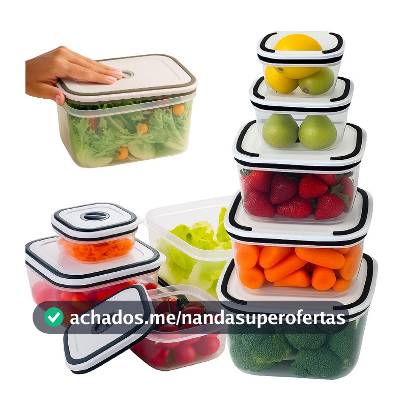 Conjunto De 5 Potes Herméticos De Plástico Retangular Com Tampa De Vedação Top