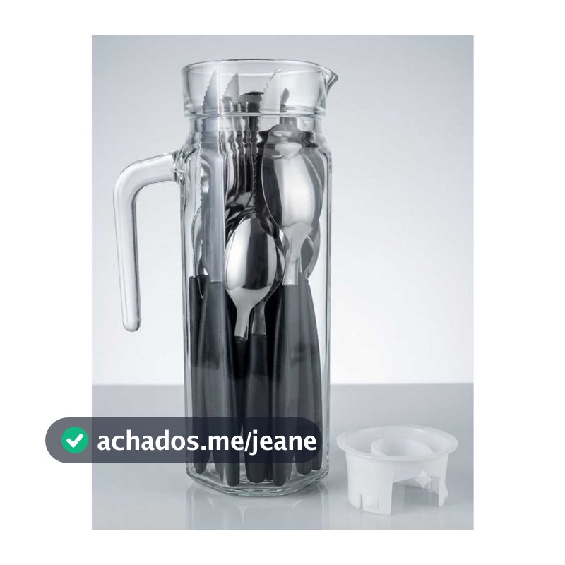 Conjunto Talheres Inox 24 Peças + Jarra de Vidro 1L | Mesa Posta | Cozinha Jarra De Vidro