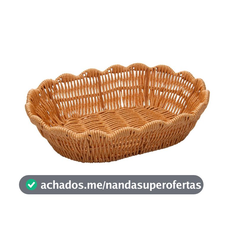 Cesta Organizadora de Rattan Natural Terraço 25cm Lyor para Organização Decoração Cozinha e Sala Qualidade Casa Interno