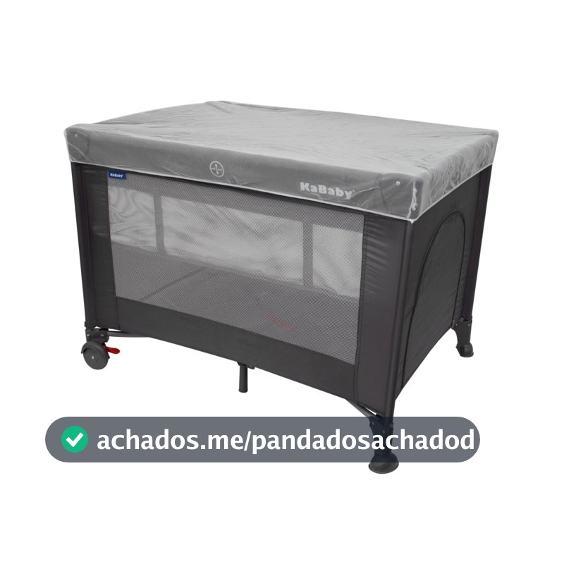 Berço Portátil Infantil Cercado Desmontável Com Bolsa Para Transporte e Mosquiteiro Explorer 0 a 15kg Cinza - KaBaby