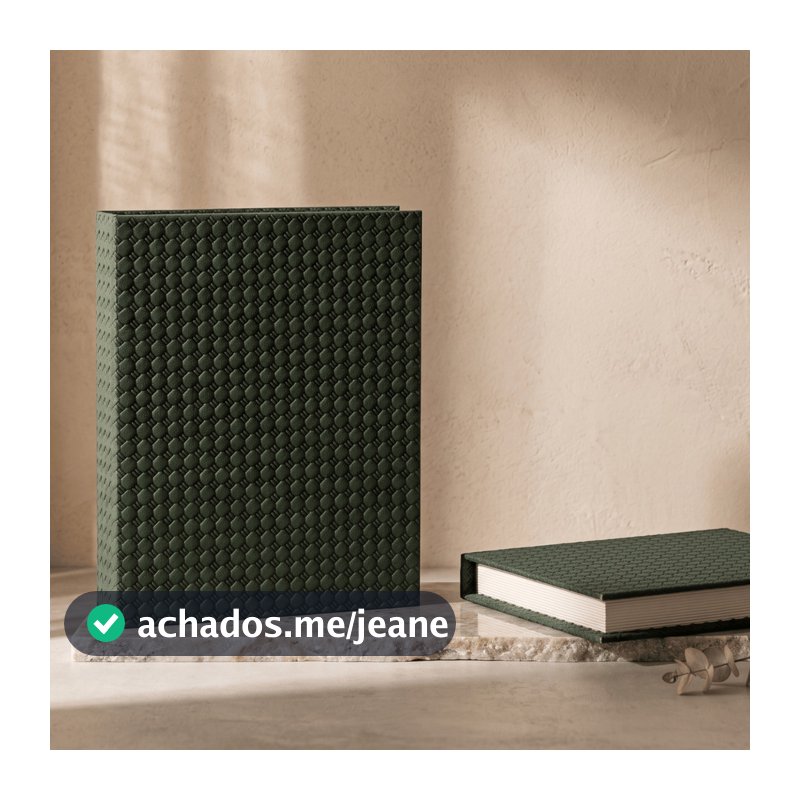 Caixa Livro Decorativo Verde 26cm Design Textura Tramada Organizador Luxo Minimalista Premium