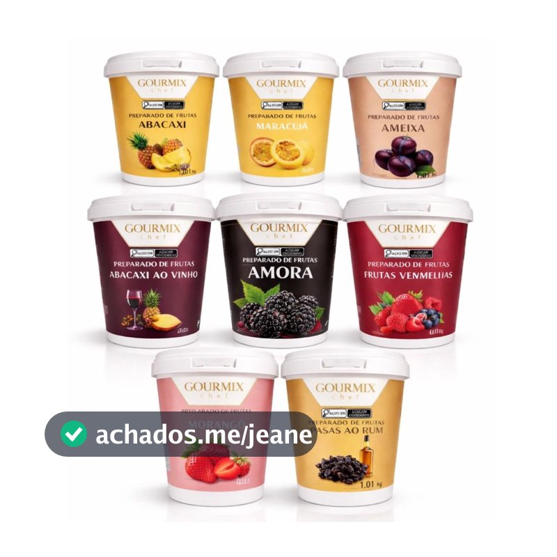 Polpa Preparado de Frutas Gourmix  Chef Diversos Sabores Recheio e Cobertura Bolos Tortas Drinks 1kg