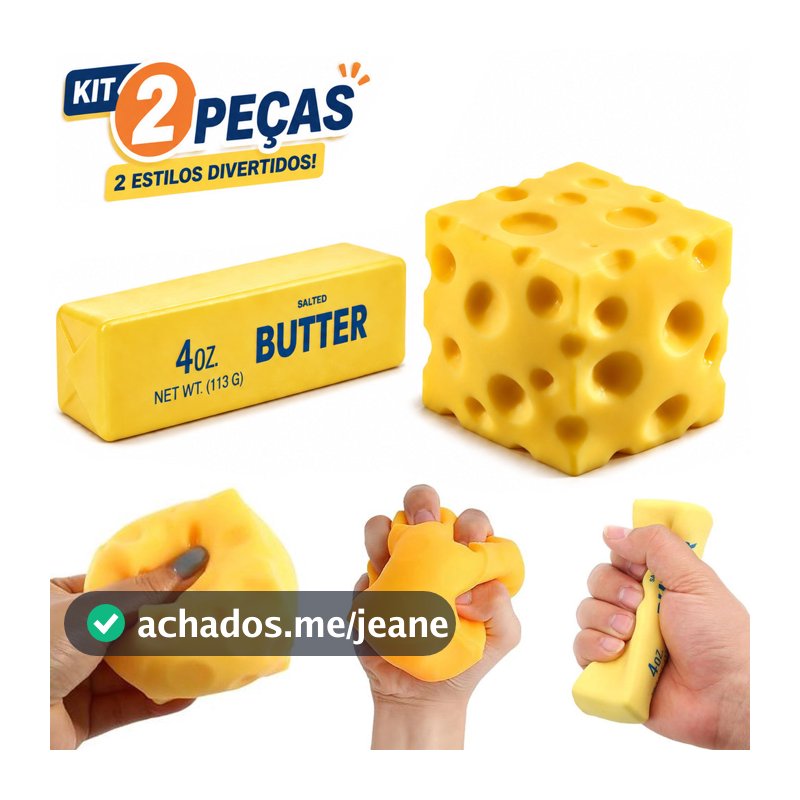 Squishies Manteiga e Queijo Brinquedos Sensoriais Antiestresse Macios para Apertar Fidget Toy