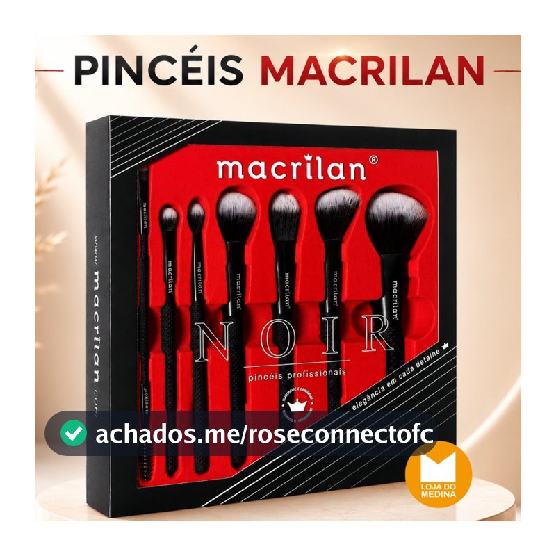 KIT 7 PINCÉIS PROFISSIONAIS PARA MAQUIAGEM - NOIR ED009 - ORIGINAL - MACRILAN >>