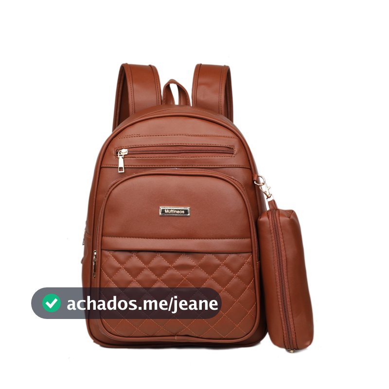 Bolsa De Mochila Feminina Com Estojo De Costas Em Couro Sintético