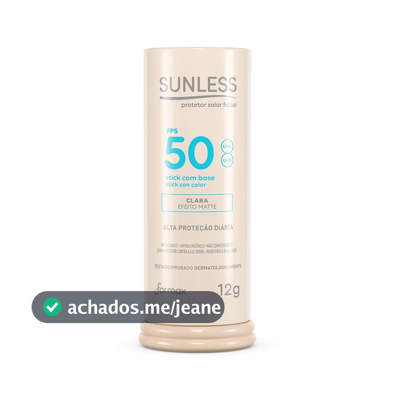 Protetor Solar Sunless Stick com Base Efeito Matte FPS 50 Cor Clara 12g
