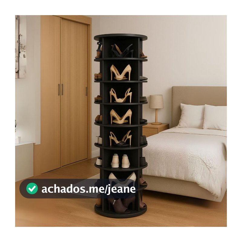 Sapateira Rotativa Giratória Preta 8 Niveis 50x180cm 32pares Preto