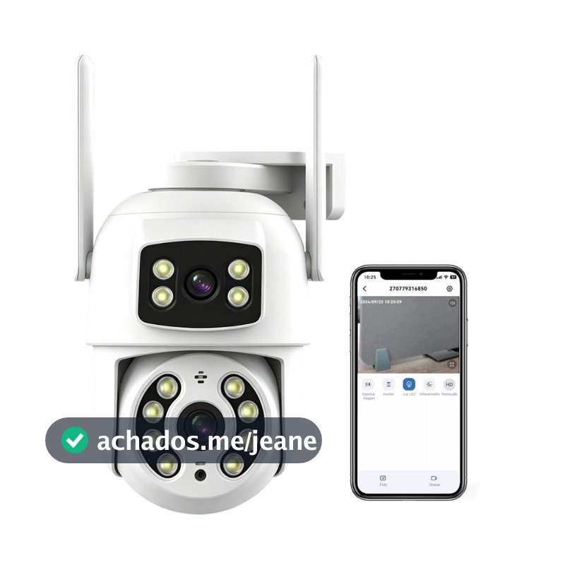 Camera Ip Externa Wifi Dupla Lente 360 PTZ Prova Dagua Visao Noturna Infravermelho 4K Zoom Digital Alerta Movimento App
