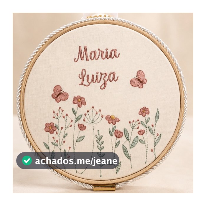 Porta Maternidade Bordado  Bastidor Personalizado nome do bebe Jardim