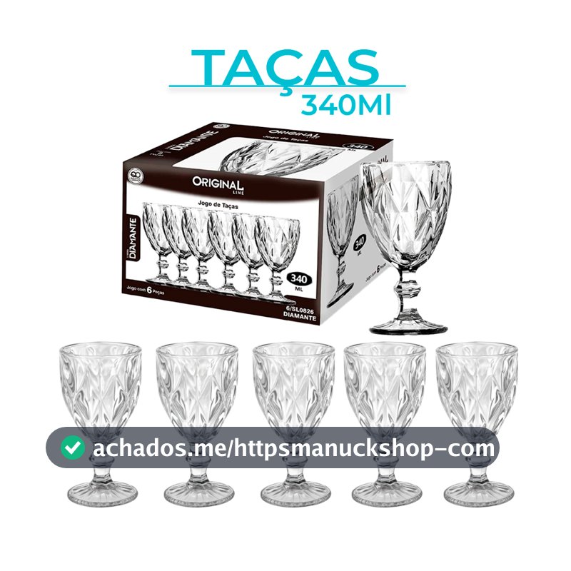 Jogo 2/4/6 Taças Vidro Diamond Bico Jaca Abacaxi Conjunto Taça Para Água Vinho Tinto Suco Diamante