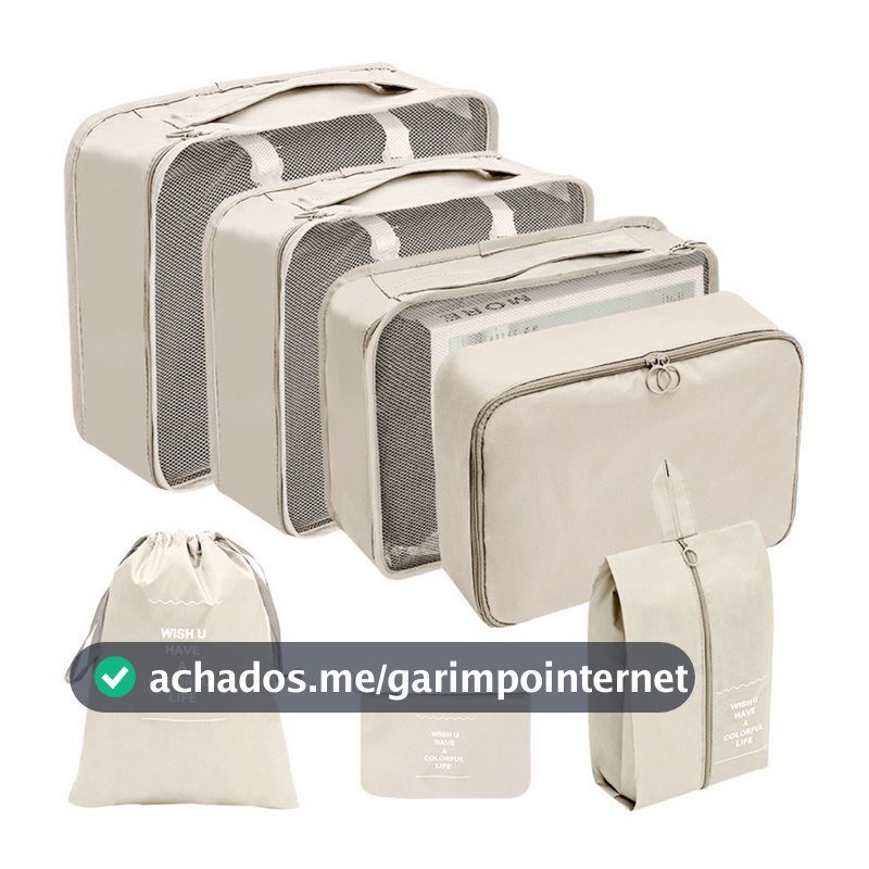 Kit 7 Pecas Bolsa Organizadoras Para Mala Roupas Bagagem Viagem