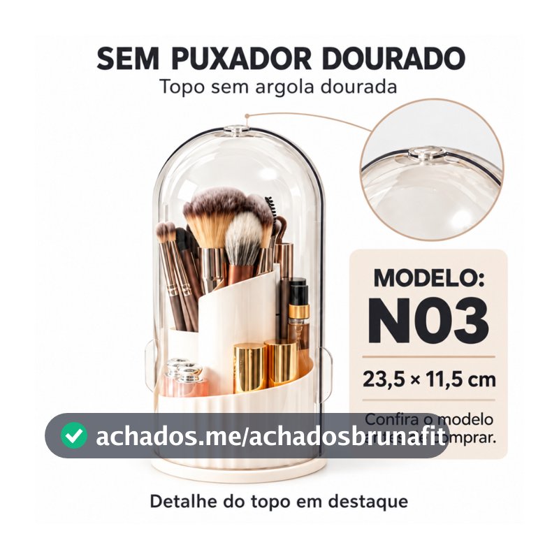 Organizador de Banheiro com Tampa Deslizante e Base Rotativa – 3 Espaços para Escovas de Dentes
