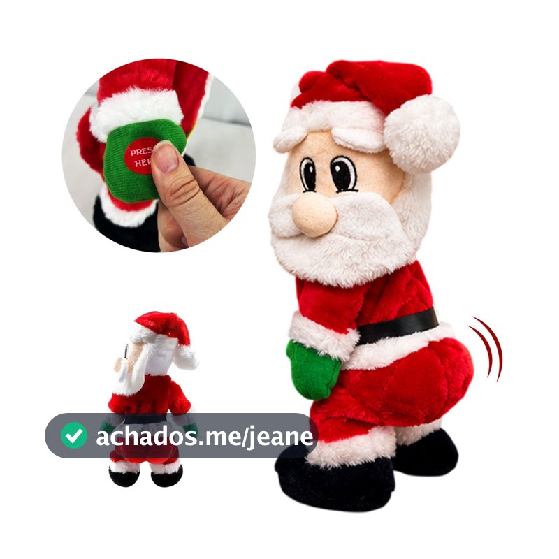 Papai Noel Natalino Rebola Bumbum Os Crias Decoraçao Enfeite Luxo Casa Sala Estante Mesa Arvore Boneco Festa Fim de Ano