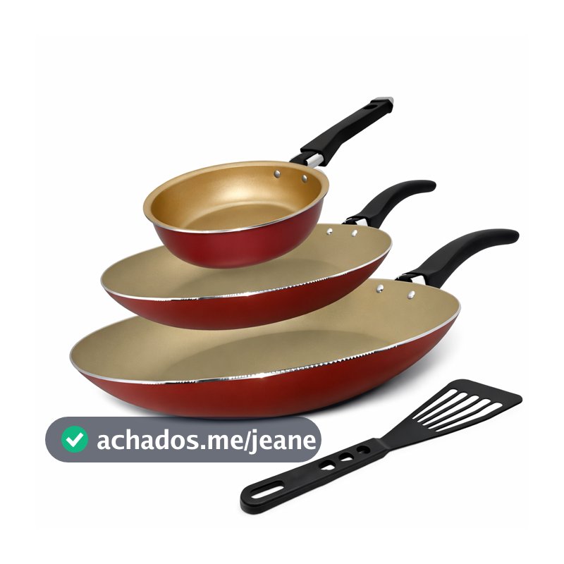 Jogo de 3 Frigideiras Antiaderentes Techflon Nacional com Revestimento 5 Camadas