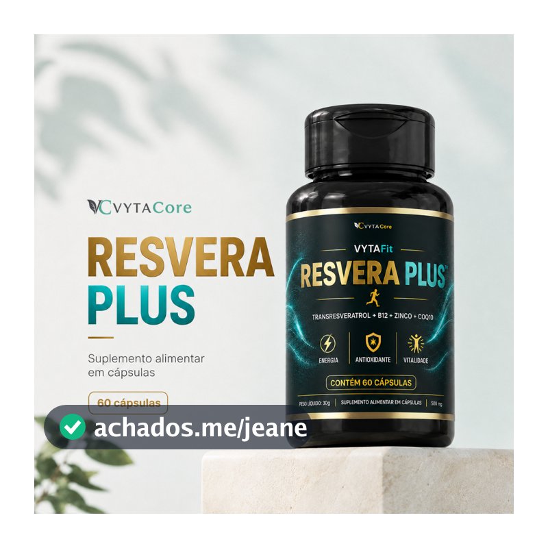 RESVERA PLUS | 60 CÁPSULAS – TRANS-RESVERATROL + COENZIMA Q10 + ZINCO + VITAMINA B12