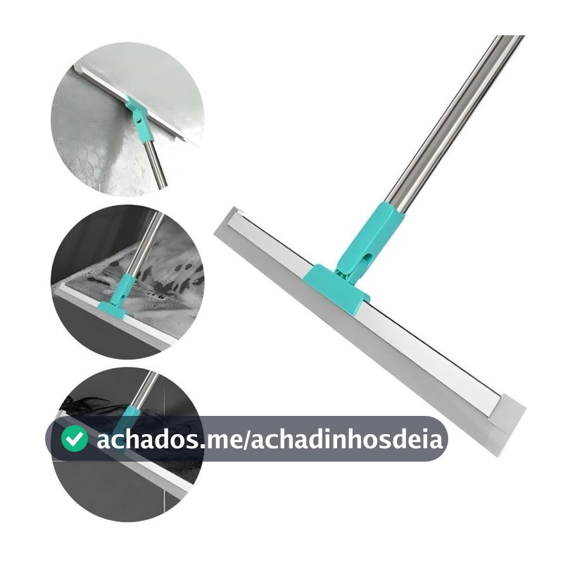Rodo de Silicone Cabo 100CM/140CM Para Limpeza de Piso Vidros Com Gancho Secos e Molhados Uso Duplo Vassoura Mágica