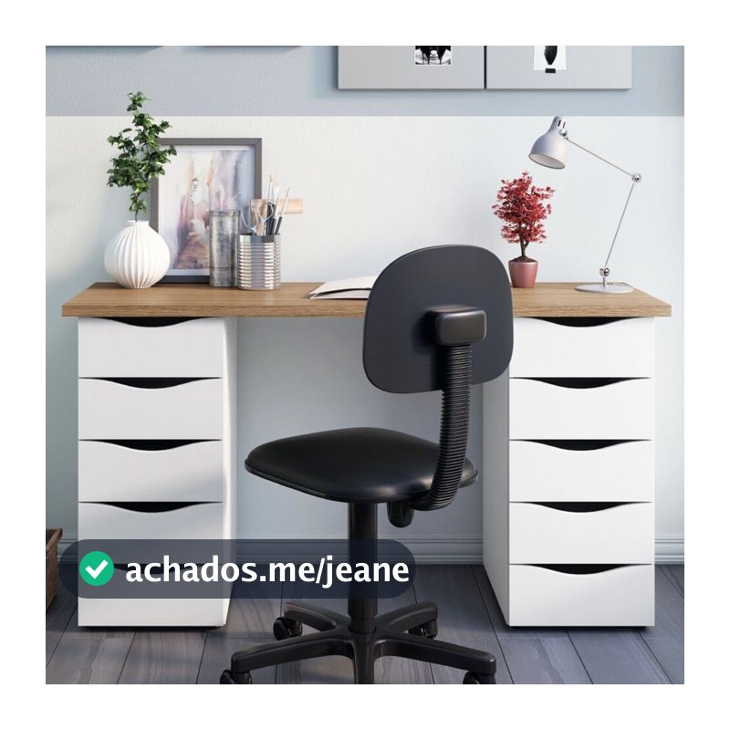 Mesa Para Escritório Escrivaninha Due Web Nogal A02 Branco - Lyam Decor
