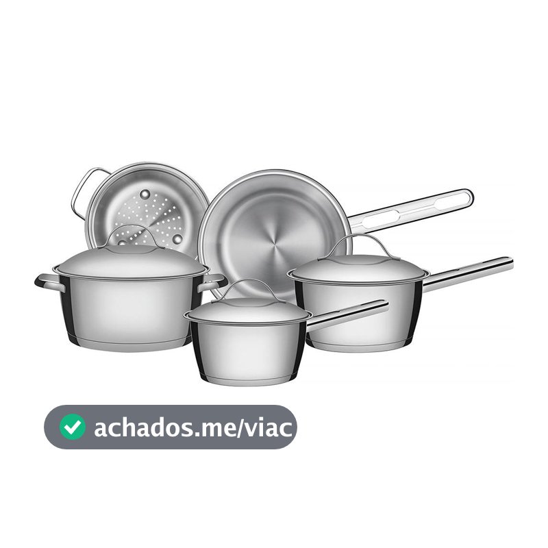Jogo de Panelas de Aço Inox Indução Tramontina 5 Peças Allegra