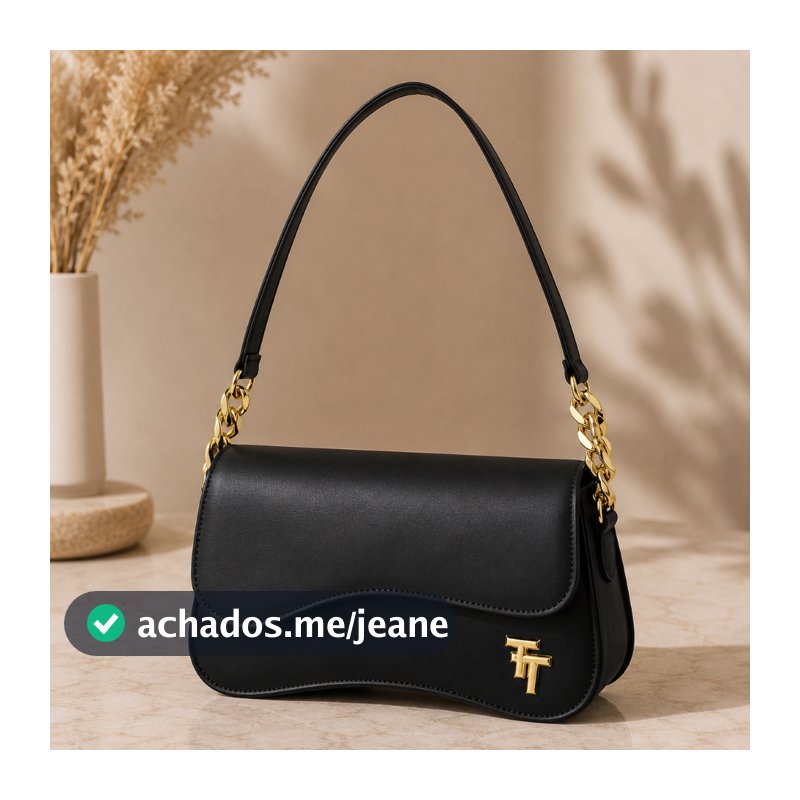 Bolsa Feminina Baguete Premium Detalhe Corrente Dourada Ombro Mão Tiracolo Moda