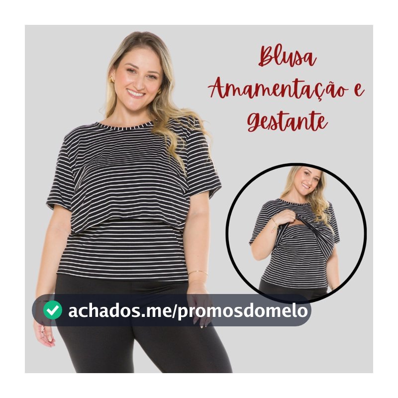 Blusa Amamentação Manga Curta De Viscolycra Confortável Maternidade 1181-A