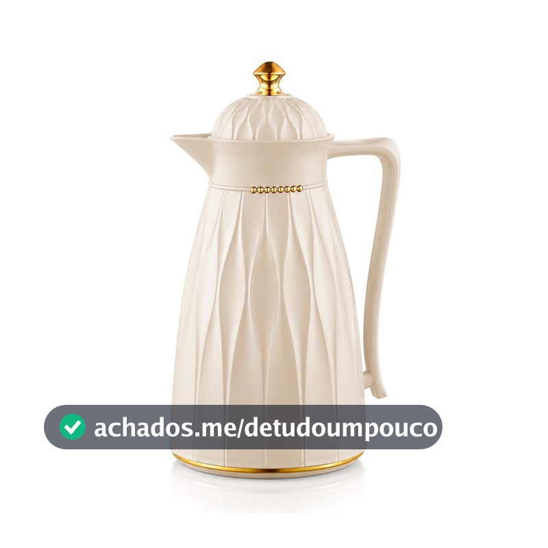 Garrafa Térmica Bege Dourada Para Chá Água Suco Bebidas Quentes Frias Cantinho Do Café