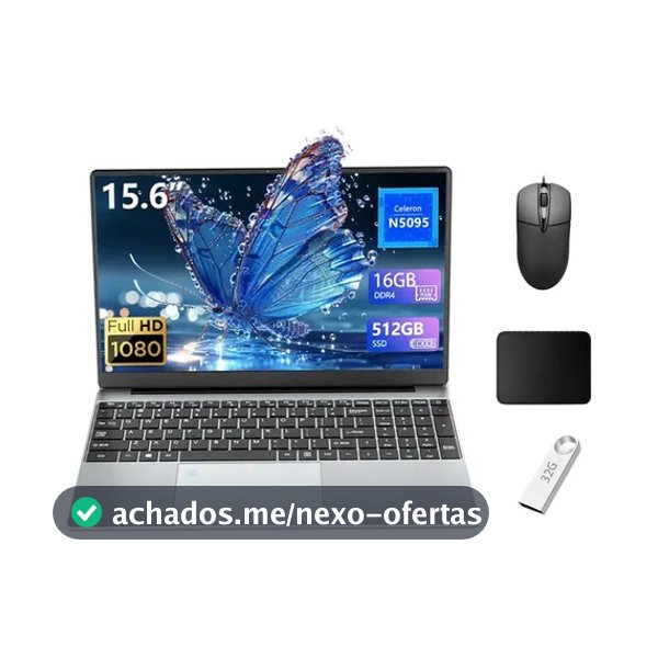 Notebook Gamer 15,6 Polegadas Intel N5095 (2025) - 16GB RAM + 512GB SSD, Live Streaming, Leve e Rápido