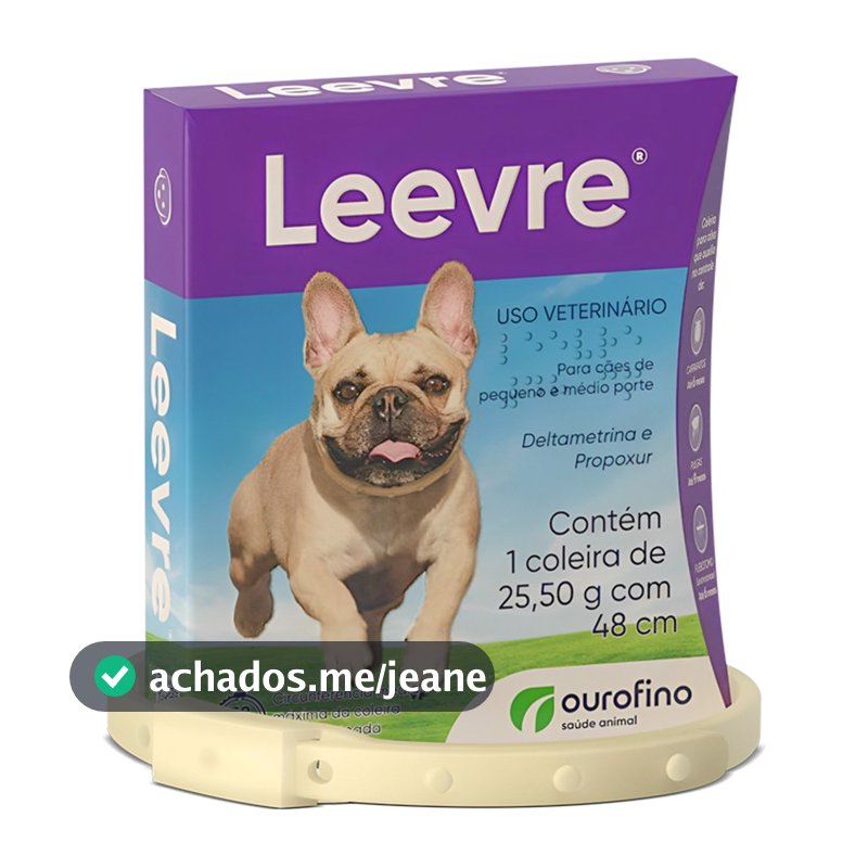 Coleira Anti Pulgas Leevre P - 48 Cm Ouro Fino