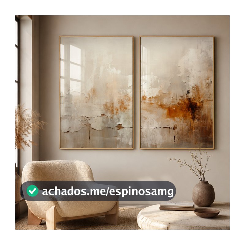 Quadro Decorativo Abstrato Reflexo do Outono 2 Telas Díptico Sala Quarto Escritório Decoração