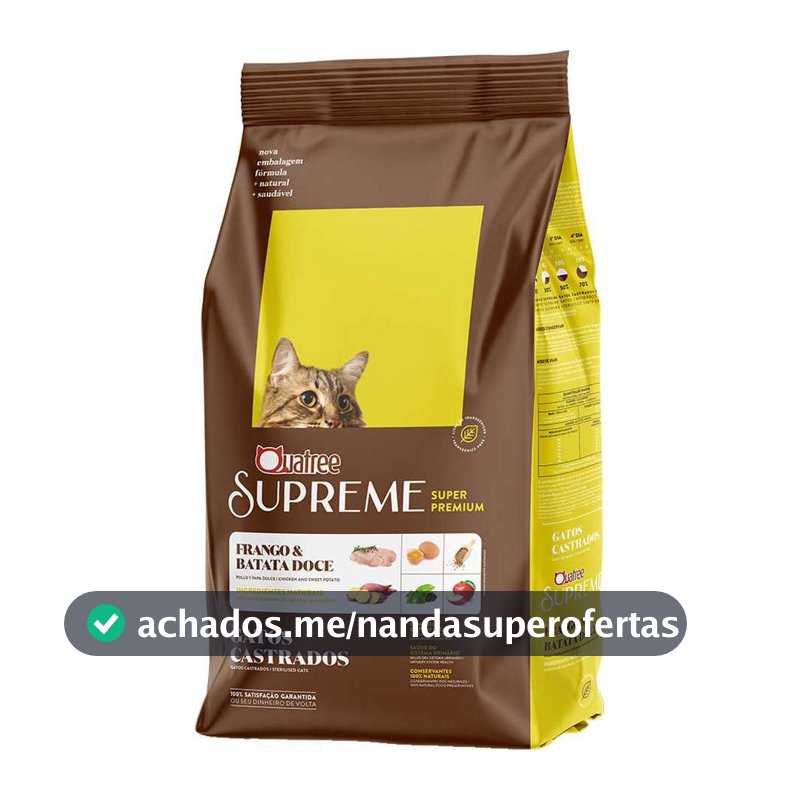 Ração Quatree Supreme Gatos Castrados sabor Frango e Batata Doce 10.1 Kg