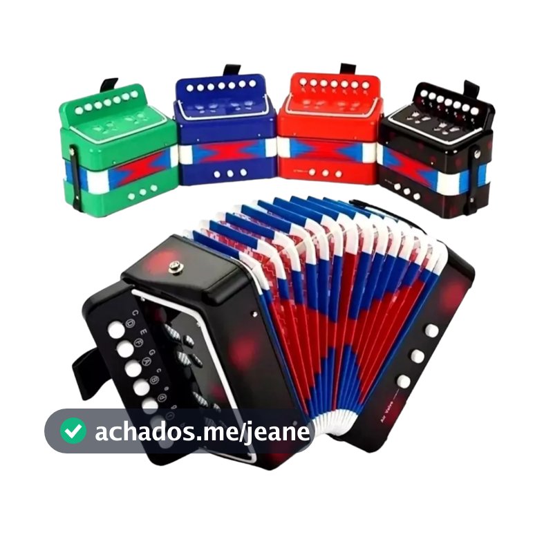 Sanfona Infantil Acordeon Gaita 3 Baixos 7 Teclas Acordeão Musical