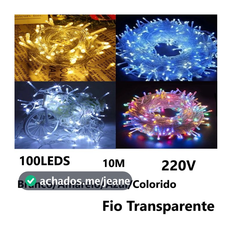 Pisca Pisca 10M 100 Leds 8 Funções 220V Luz De Natal Forte Iluminação Fio Transparente