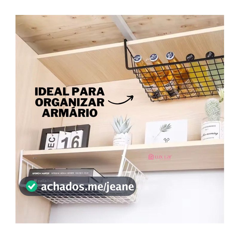 Cesto Organizador Suspenso para Prateleira Aramado de Encaixe Cozinha Banheiro Armário