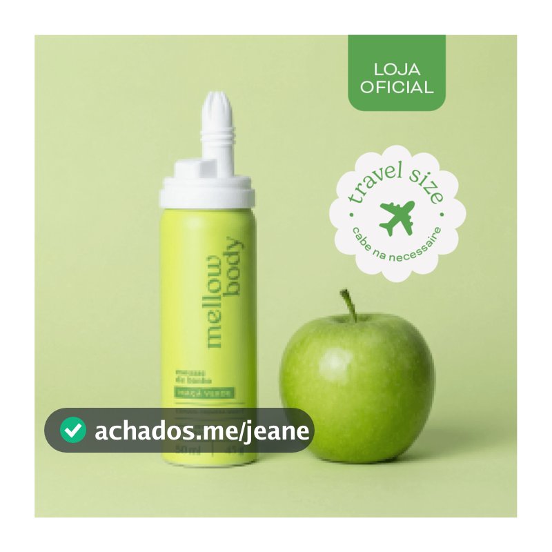 Mini Sabonete Líquido Chantilly de Banho Maçã Verde 50ml - Mellow Body – Vegano, Hidratante skincare