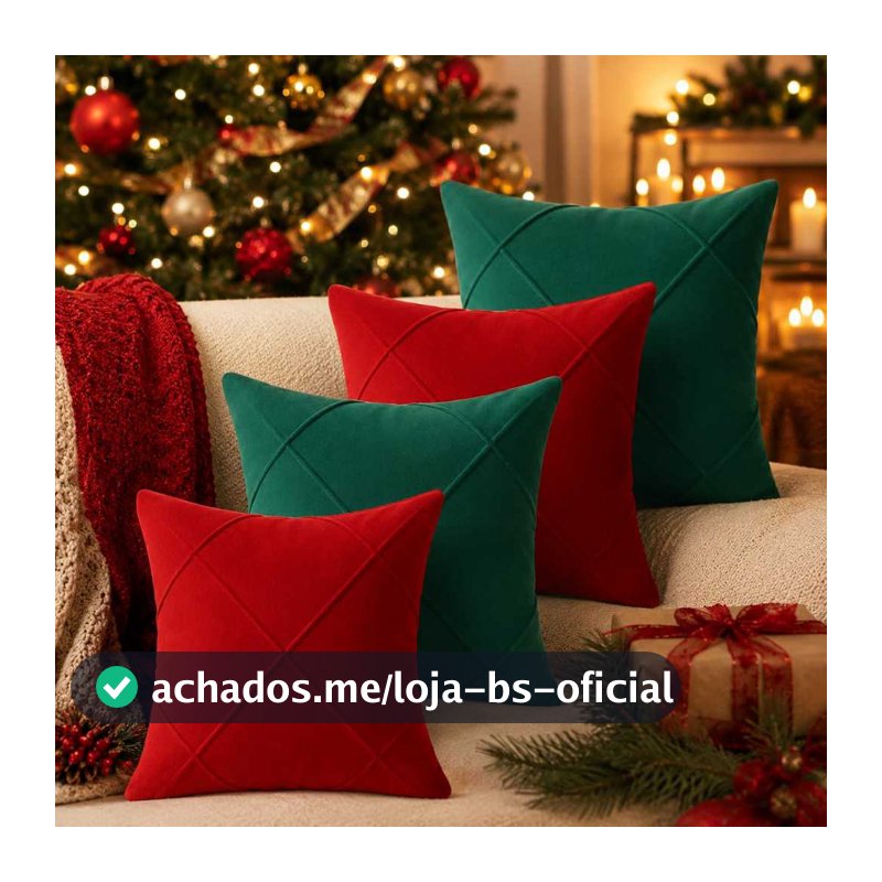 Kit 4 Capas de Almofada Drapeadas Natalinas 45x45cm – Decoração de Natal Moderna e Premium