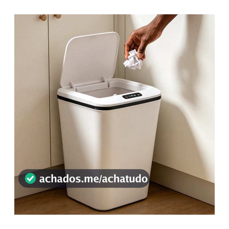 Lixeira com Sensor Automático 16L Recarregável Abertura Inteligente para Cozinha Banheiro Quarto Escritório