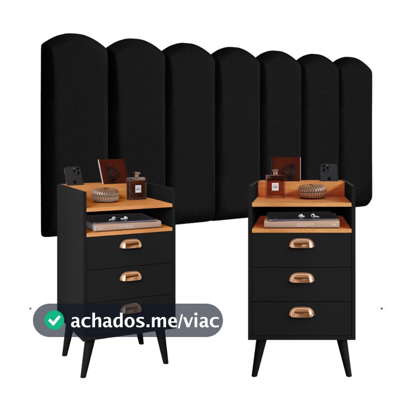Conjunto 2 Mesa de Cabeceira HELOÍSA E Módulos Nuvem Dupla Face Quarto Modulada Estofada Julia