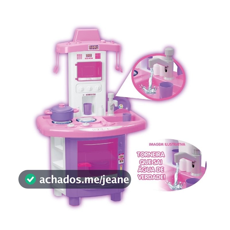 Big Cozinha Completa Kit Fogão Forno Infantil de Brinquedo Sai Agua faz de conta pia menina