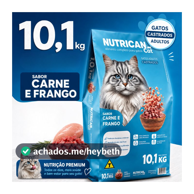 Ração Gato Castrado 10,1kg 28g Proteína Sabor Carne e Frango