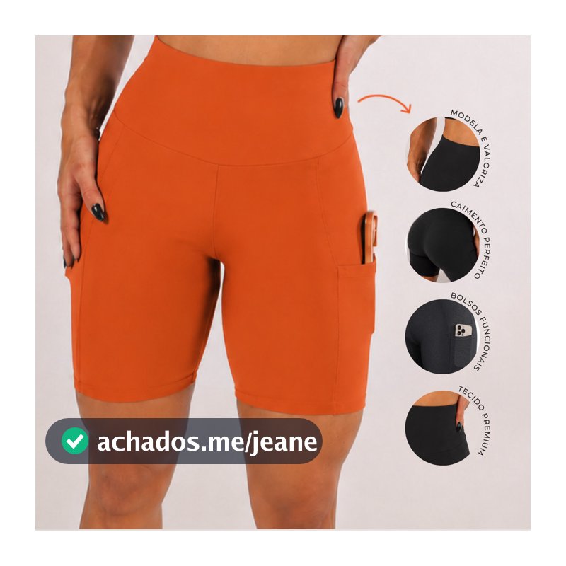 Short Fitness de Compressão Feminino Cintura Alta Treino Academia Corrida