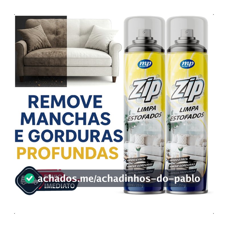 Limpa ESTOFADOS Espuma Para Limpeza de Estofados Spray Zip Clean 300ml