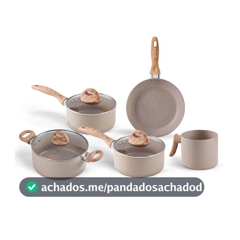 Jogo de Panelas Brinox Ceramic Life 5 peças Smart Plus Areia - Com Indução