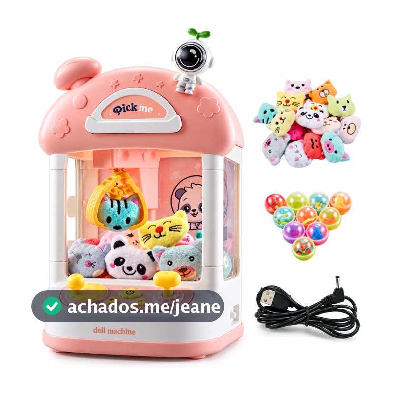 Mini Maquina De Garra Pega Bichinho Pelúcia Infantil Com Luz Som