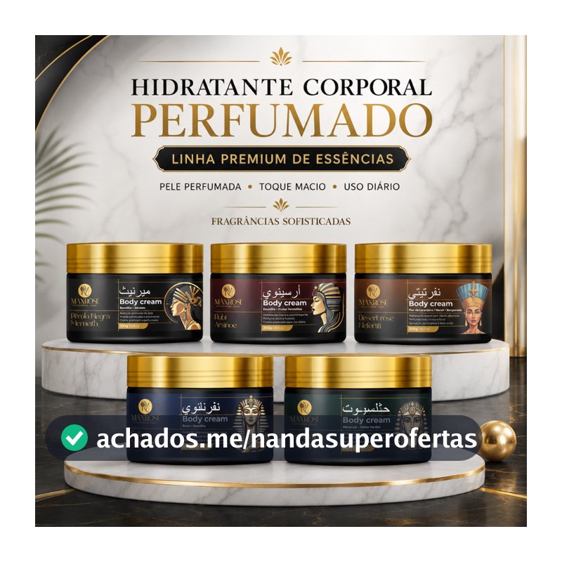 Hidratante Corporal Unissex Perfumado 250g Cheiroso, Hidratante e Longa Duração Várias Fragrâncias