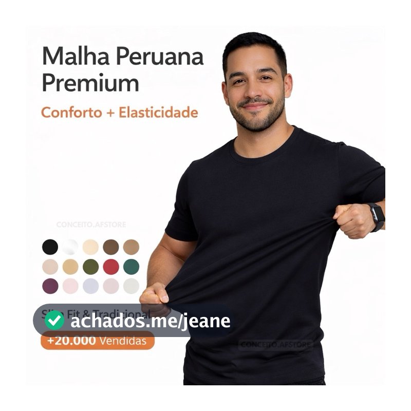 Camiseta Básica Masculina Malha Peruana Premium  Slim Fit e Tradicional Regular- Alta qualidade.