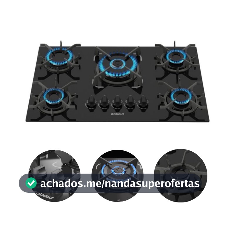 Fogão Cooktop 5 Bocas Tripla Chama Itatiaia  Trempe Ferro Fundido Itacook Premium
