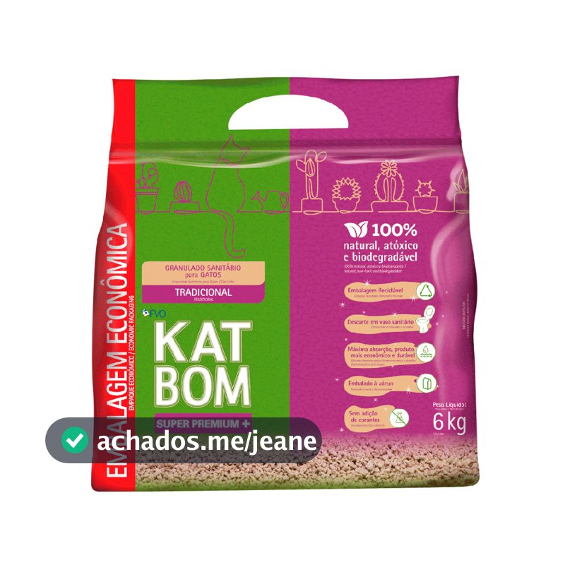 Areia Higiênica Katbom Granulado Para Gatos Natural 6kg