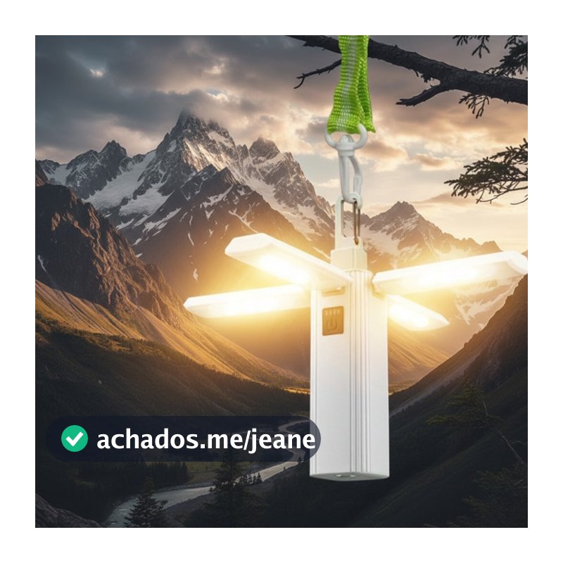 Lampada Led Luminária Multifuncional Dóbravel Acampamento Caminhada Com Gancho